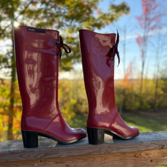 Marc Jacobs Women's Red High Heel Rain Boots - Picture 4 of 7